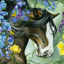 Оригинал схемы вышивки «цветы и лошадь» (№384961)