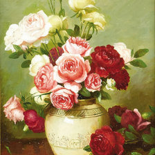 Оригинал схемы вышивки «розы в вазе» (№385293)