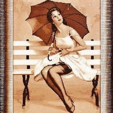 Оригинал схемы вышивки «Дама с зонтиком» (№387001)