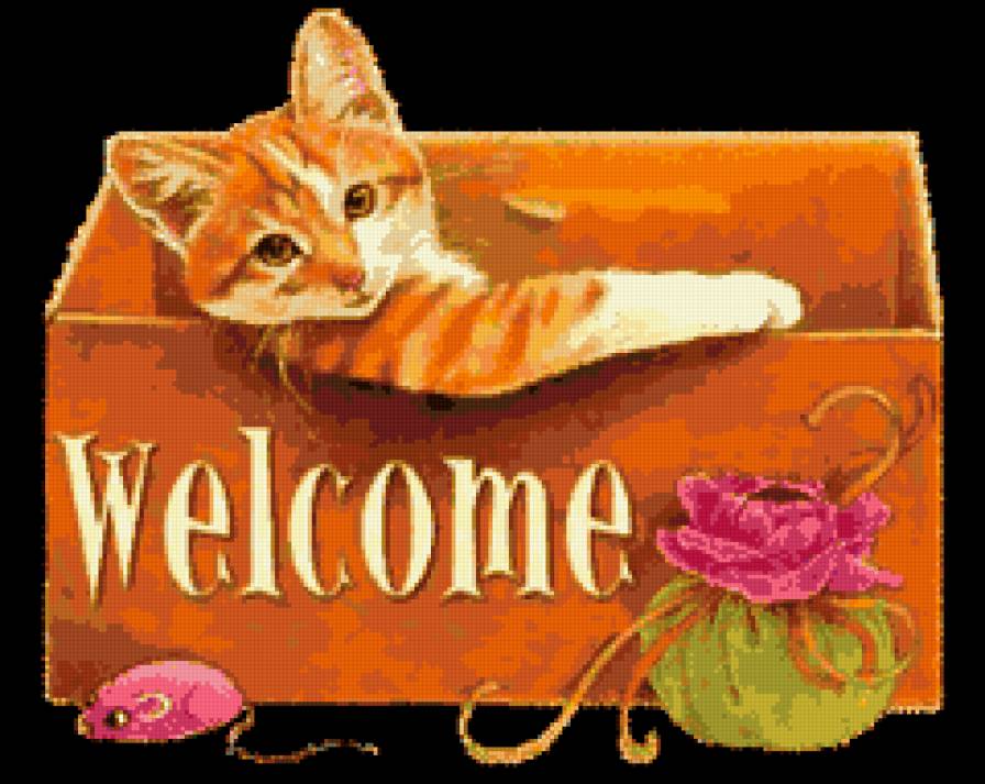 добро пожаловать - welcome, для прихожей, кошки - предпросмотр