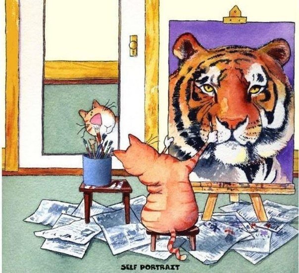 автопортрет) - кот, карикатура, тигр, портрет - оригинал