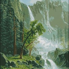Оригинал схемы вышивки «пейзаж с водопадом» (№388774)