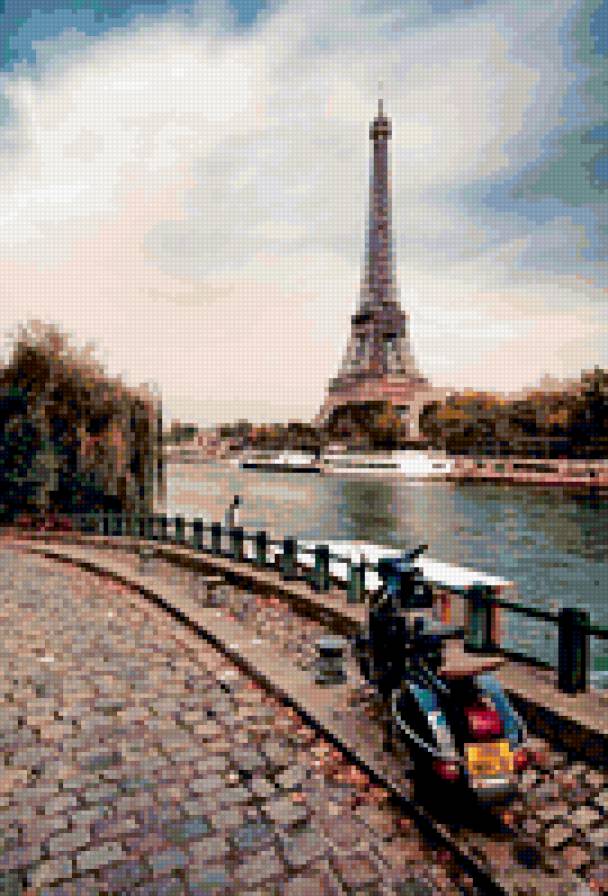 Набережная в Париже - набережная, париж, мотоцикл - предпросмотр