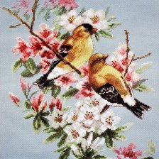 Оригинал схемы вышивки «Весенние птички» (№389802)