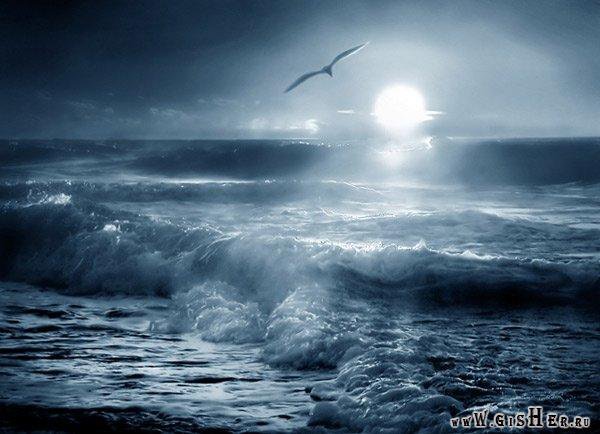 море ночью - небо, ночь, пейзаж, море, вода - оригинал