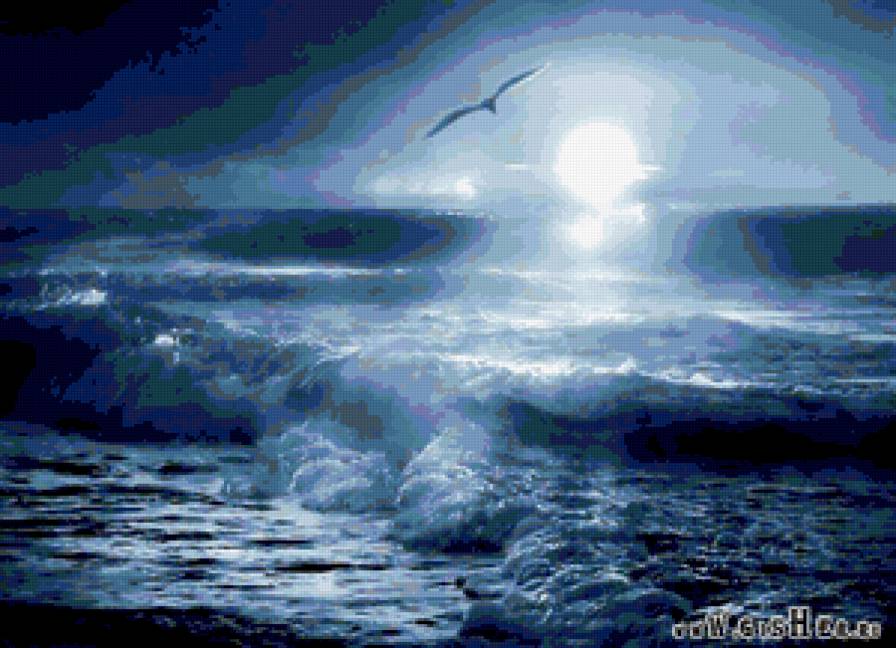 море ночью - ночь, море, пейзаж, небо, вода - предпросмотр