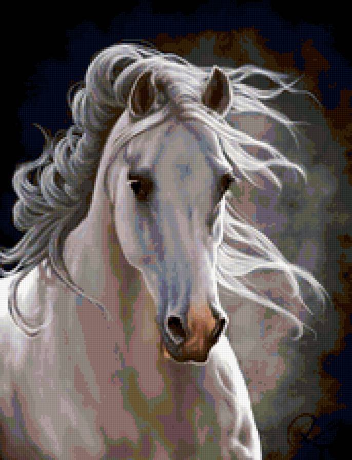 Белый конь - лошади - оригинал