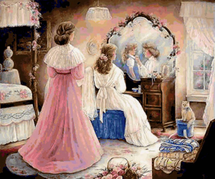 Взрослая дочь  2 - дом, зеркало, девочка, девушка, картина - предпросмотр