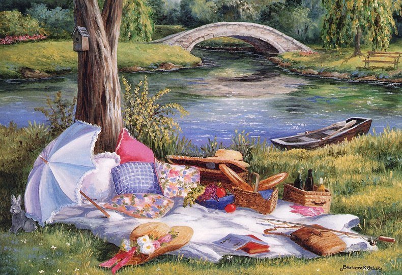 Пикник - пикник, река, пейзаж - оригинал
