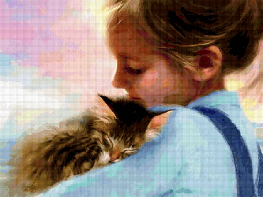 Девочка с котенком - дети, девочка, котенок - предпросмотр
