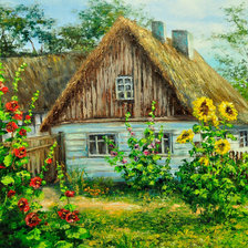 Оригинал схемы вышивки «домик в деревне» (№390827)