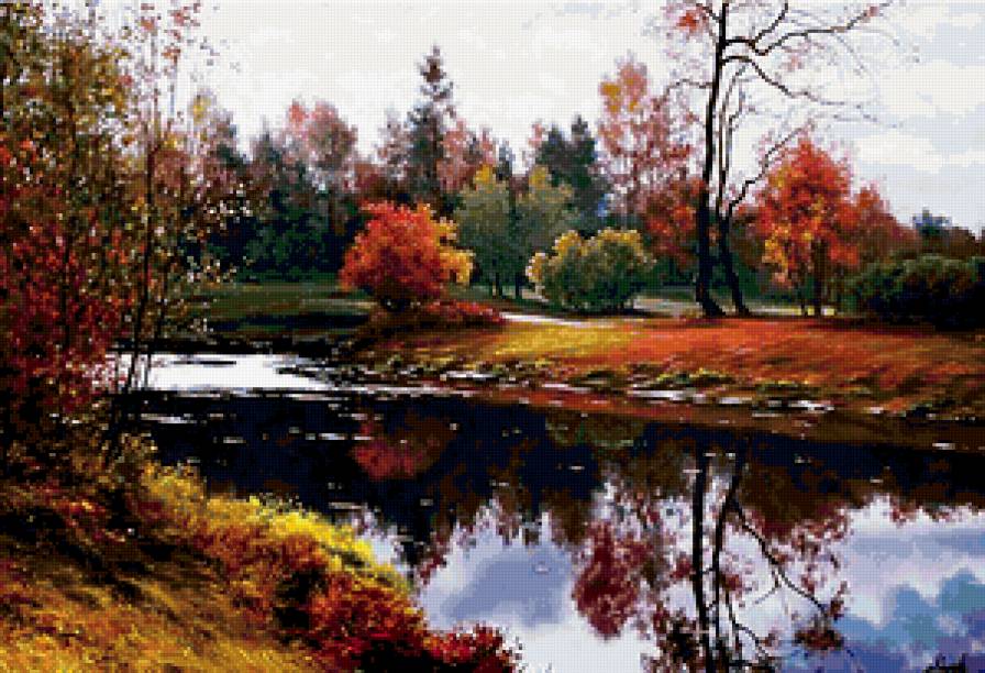 Осень у реки - пейзаж, лес, осень, река - предпросмотр