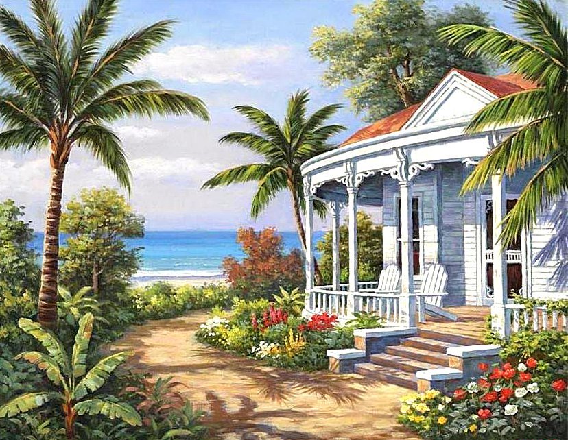 Тропический рай - дом, море, рай, тропик - оригинал