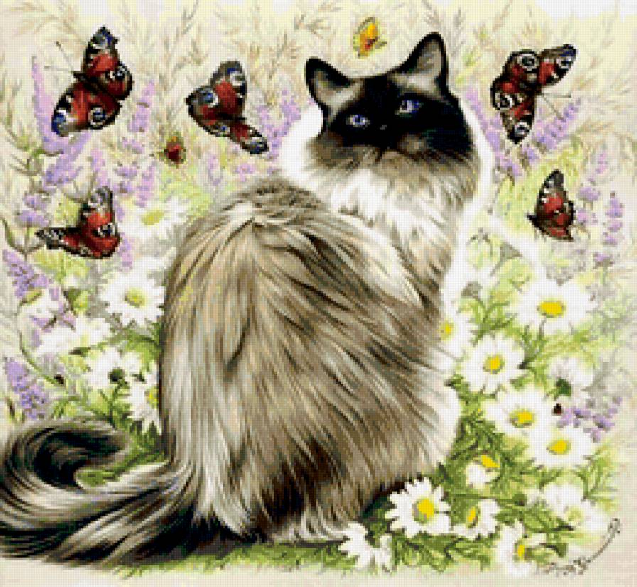 Художник Irina Garmashova - бабочки, кошка, лего, кот - предпросмотр