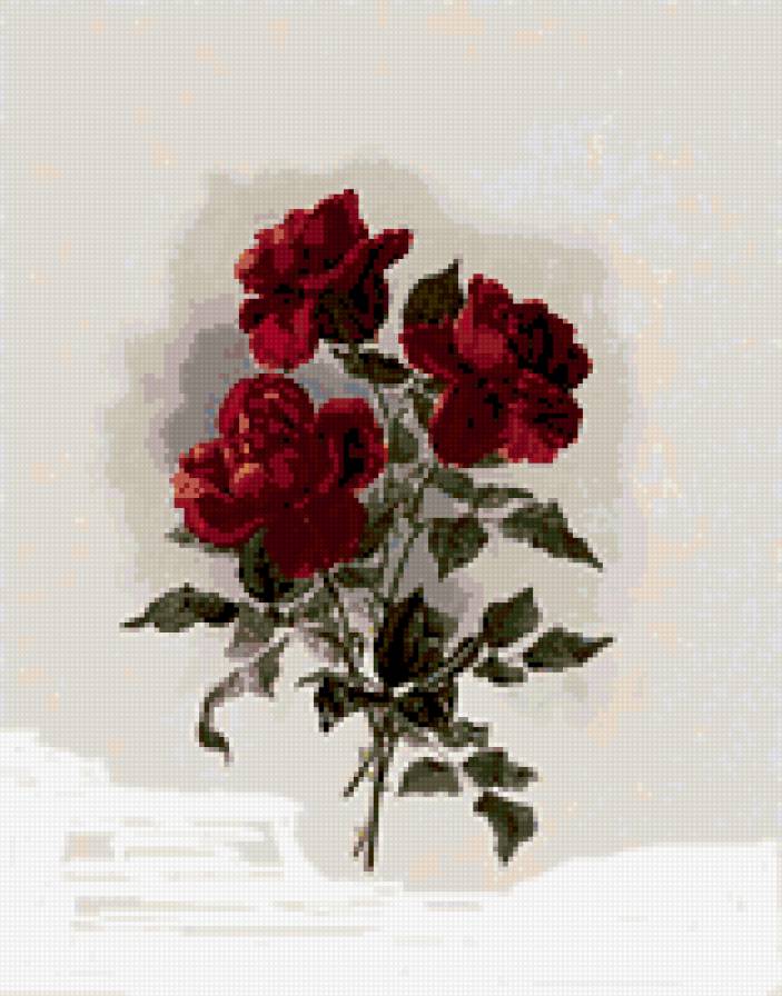 три алых розы - цветы - предпросмотр