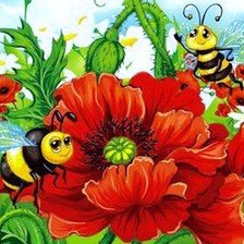 Оригинал схемы вышивки «Пчелиная пара» (№392476)