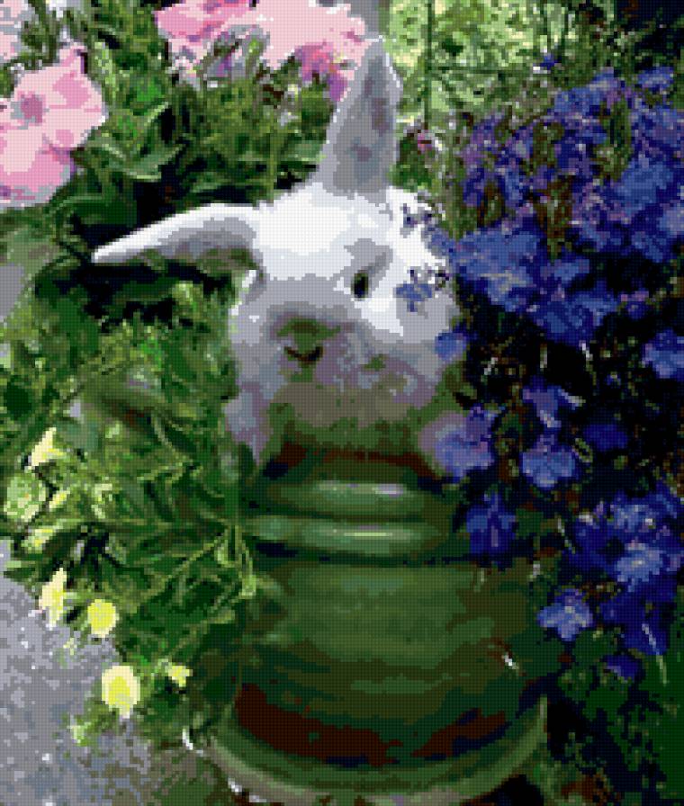 заяц в цветах - зайчик, ребенок, детям, цветы, заяц - предпросмотр
