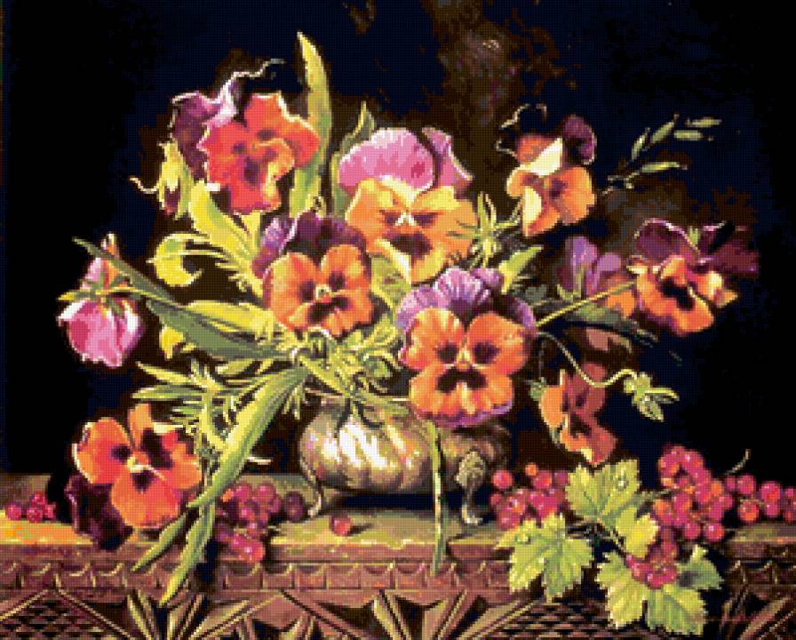 №393122 - живопись, alexander selytin, букет, натюрморт, фиалки, цветы - предпросмотр