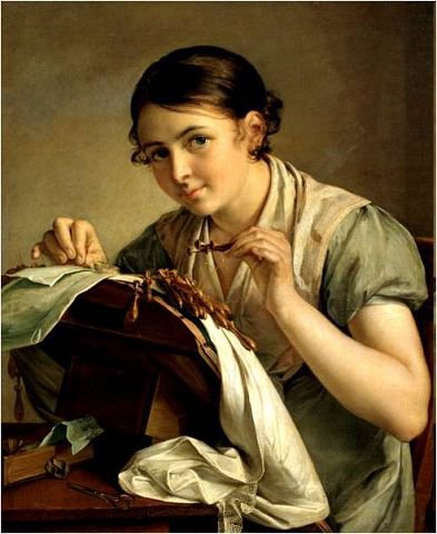 Тропинин"Кружевница" - девушка, живопись, портрет - оригинал