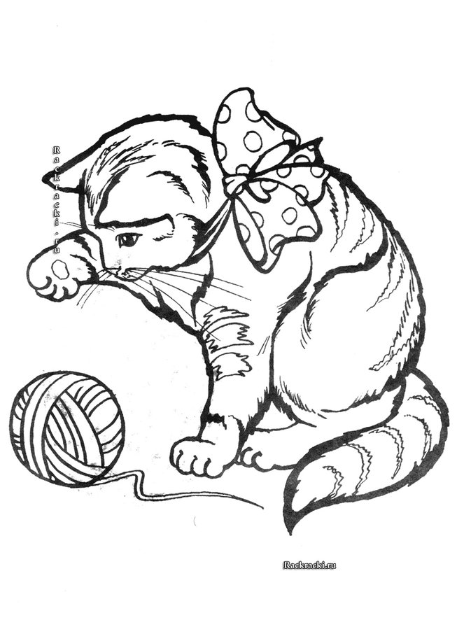 кошка с мячиком - кошка - оригинал