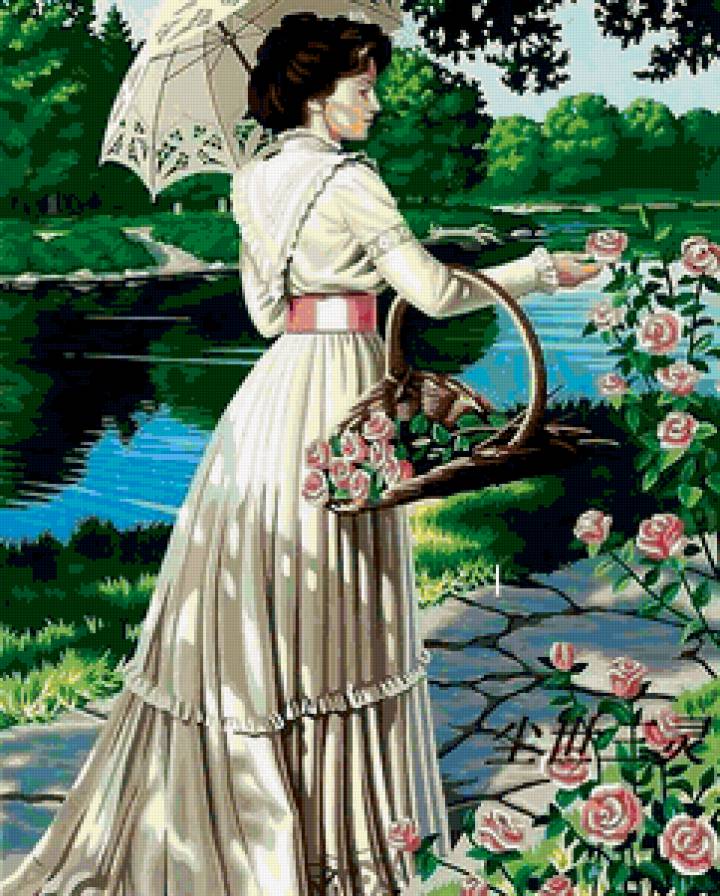 женщина с розами - предпросмотр