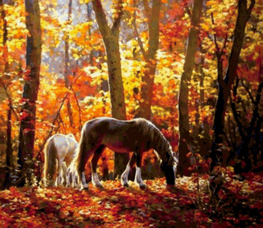 Осень - пейзаж, лошадь, природа, осень - предпросмотр