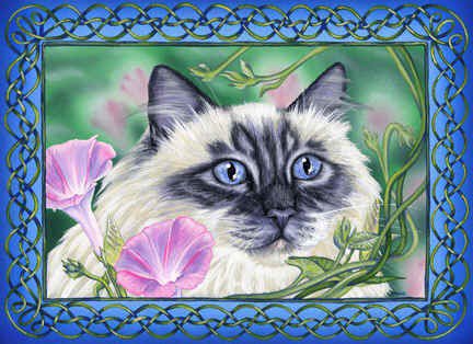 Серия "Кошки" - животные, цветы, букет, кошки, вьюн - оригинал