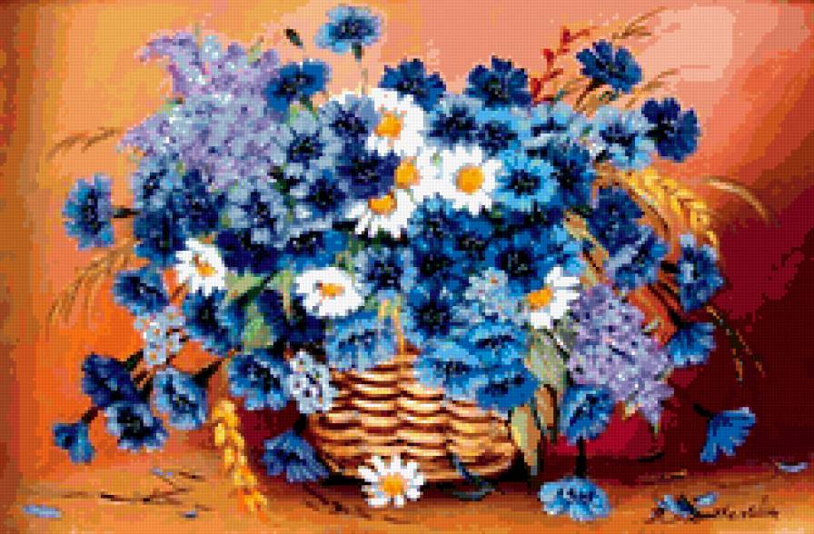 Букет - васильки, цветы, ромашки, букет - предпросмотр