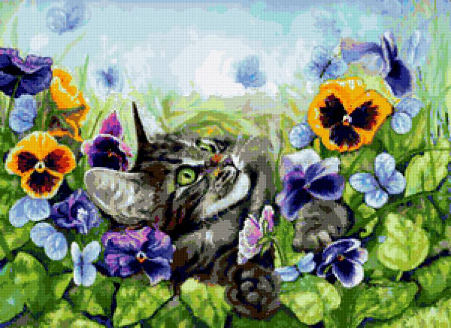 Серия "Кошки" - кошки, цветы, животные - предпросмотр