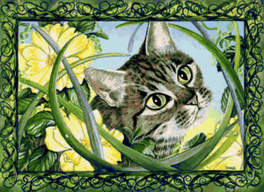 Серия "Кошки" - цветы, животные, кошки - предпросмотр