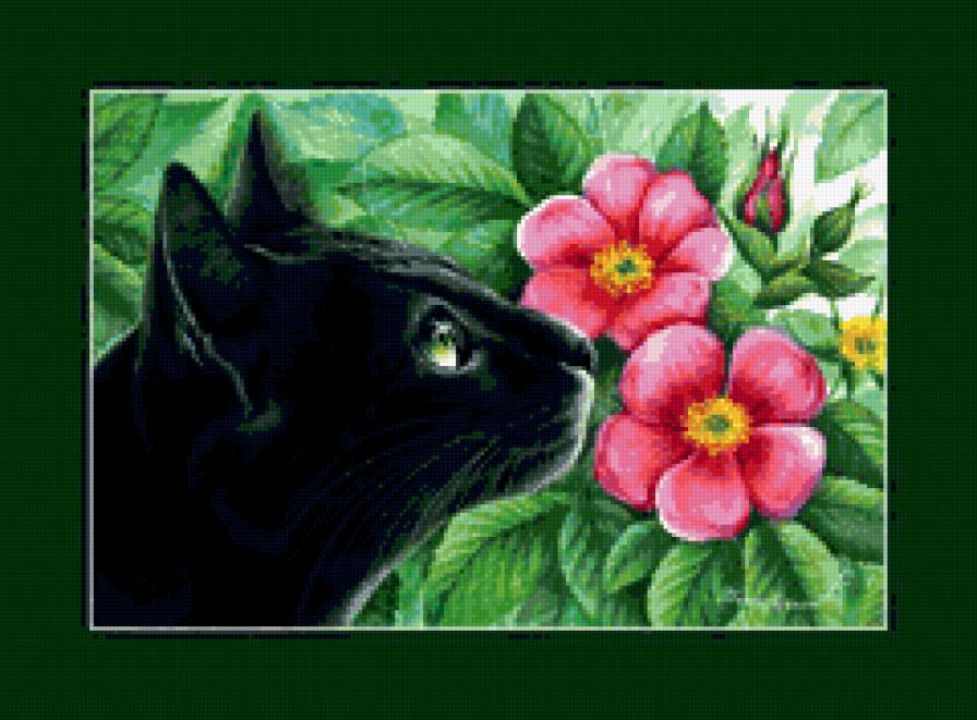 Кошки И. Гармашовой - кошка, кот, цветы - предпросмотр