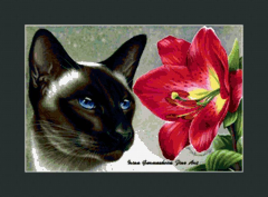 Кошки И. Гармашовой - кошка, кот, цветы - предпросмотр