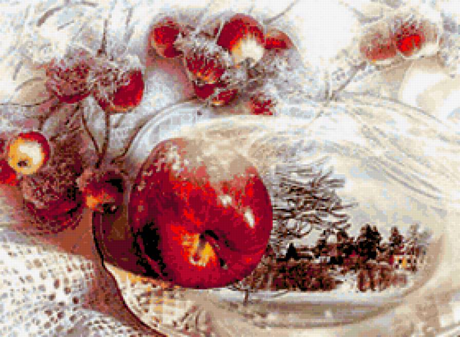 Зимняя сказка - пейзаж, яблоки, натюрморт - предпросмотр