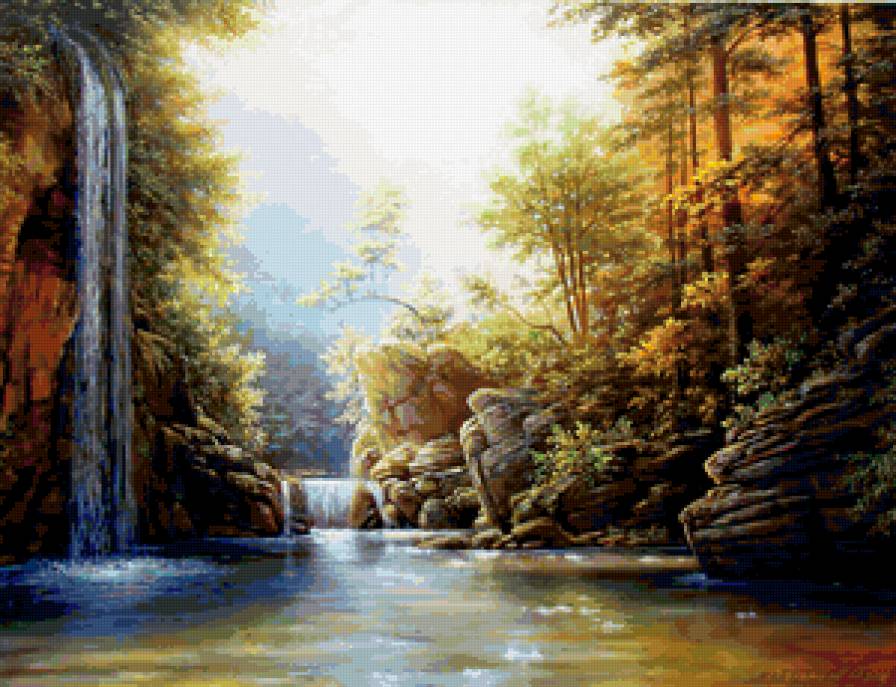 водопад - лето, вода, деревья, природа - предпросмотр