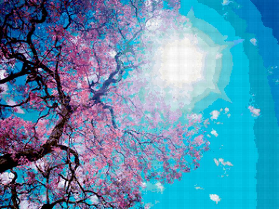 Розовое дерево - небо, природа, дерево - предпросмотр