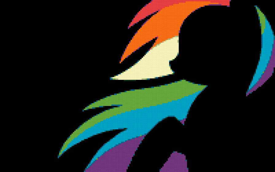 Силуэт Rainbow Dash - rainbow dash, pony cross stitch pattern - предпросмотр