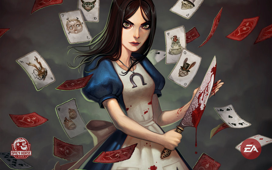 Alice madness returns - алиса, карты, кровь - оригинал