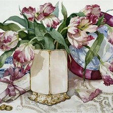 Оригинал схемы вышивки «натюрморт с тюльпанами» (№396600)