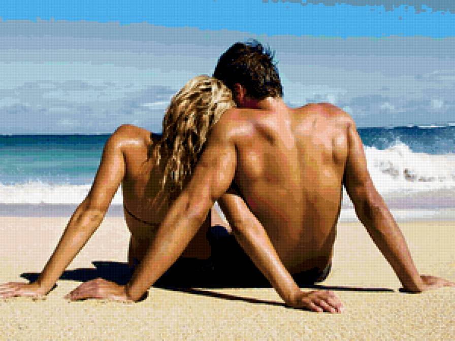 Счастье - женщина, пляж, море, любовь, мужчина, нежность, двое - предпросмотр