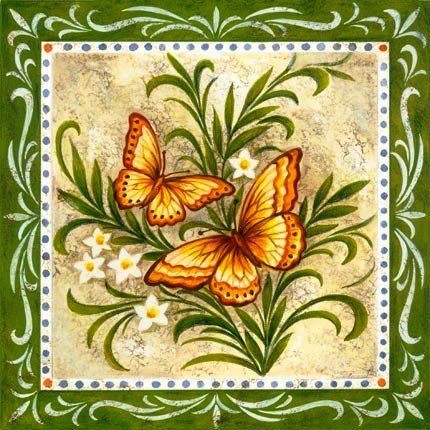 Подушка "Бабочки" - бабочка, узоры, листья, бабочки, цветы, подушка, подушки - оригинал