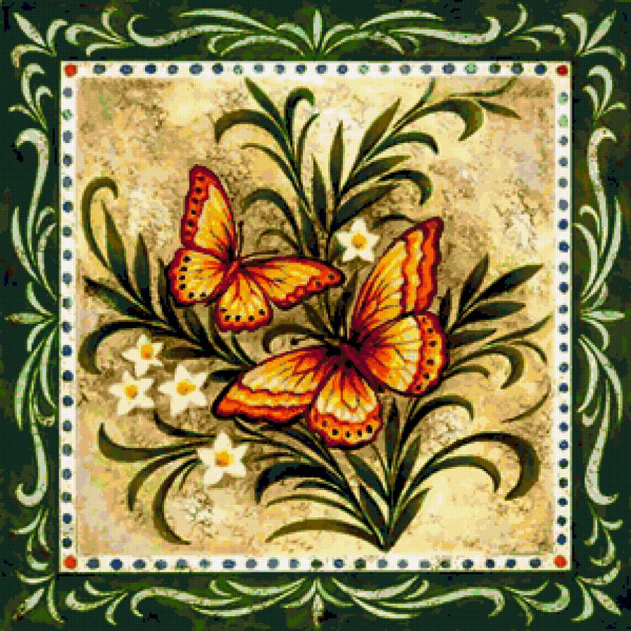 Подушка "Бабочки" - листья, узоры, цветы, бабочки, подушки, бабочка, подушка - предпросмотр