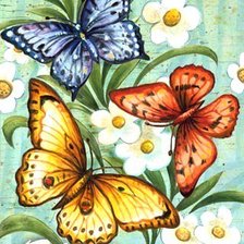 Оригинал схемы вышивки «Цветы и бабочки» (№396859)