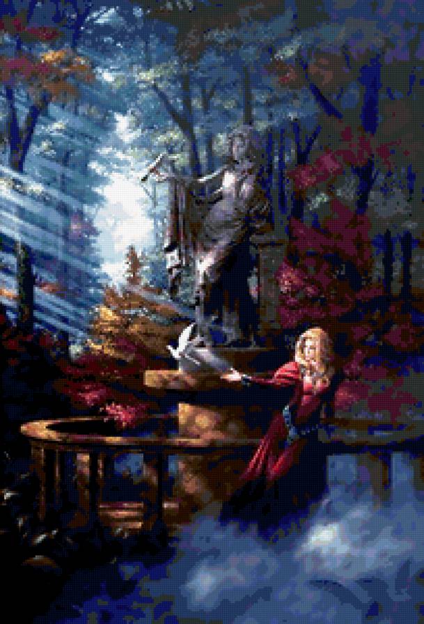 Девушка с голубем - статуя, парк, девушка, голубь, женский образ, женщина - предпросмотр