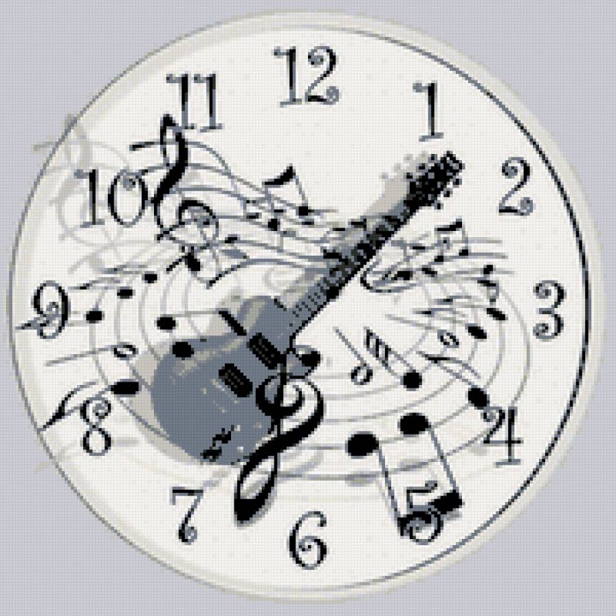 часы - часы, музыка, гитара, ноты - предпросмотр