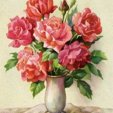 Оригинал схемы вышивки «розы в вазе» (№397466)