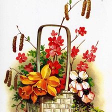 Схема вышивки «цветы в корзине»