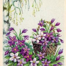 Оригинал схемы вышивки «цветы в корзине» (№397625)