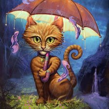 Схема вышивки «кошка под дождём»