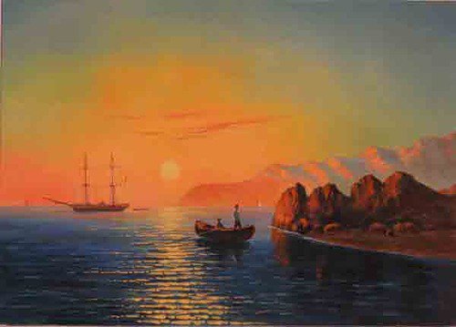 №398302 - корабль, пейзаж, море, закат, лодка - оригинал