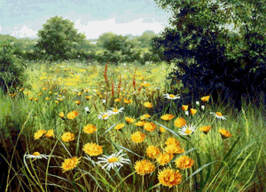 Серия "Полевые цветы" - пейзаж, цветы, лето, поле, одуванчики - предпросмотр